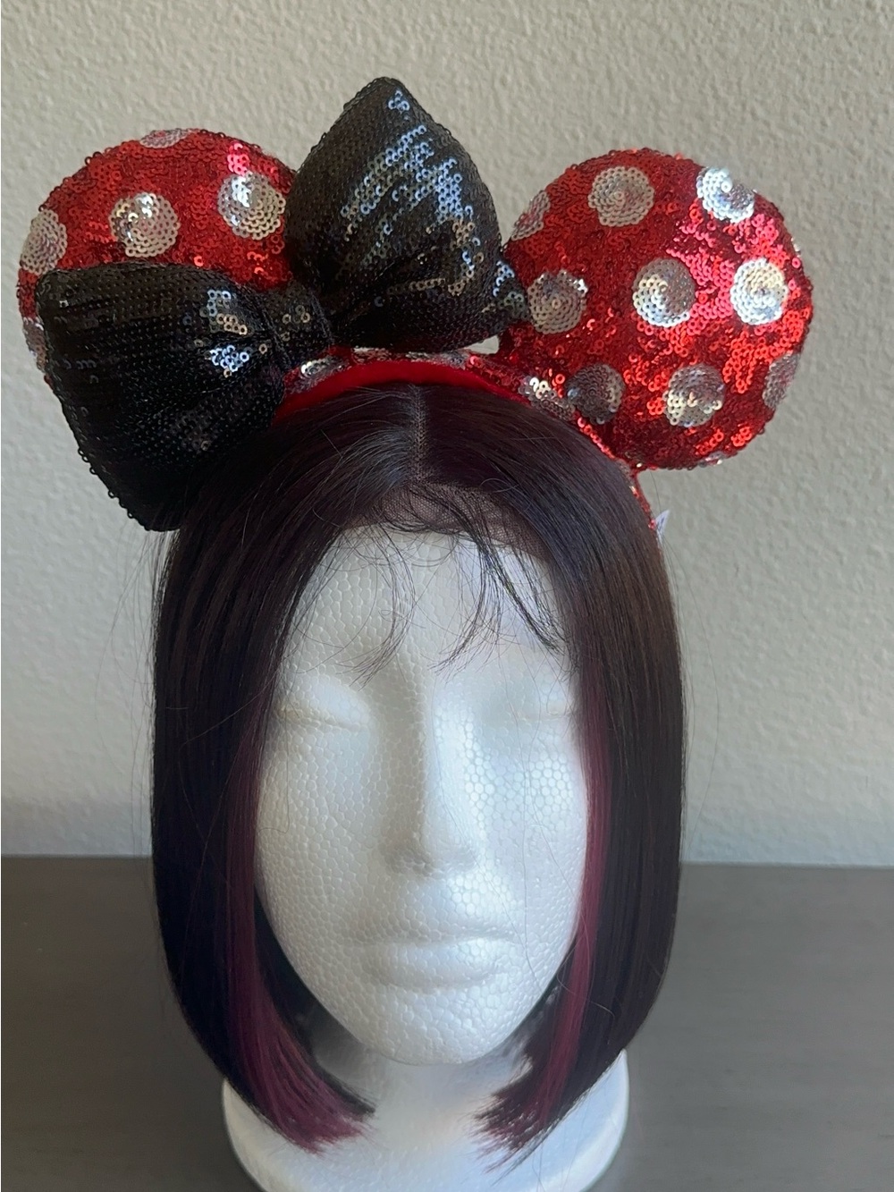 Disney Parks •Sequin Minnie Mouse Style Headband Ears.